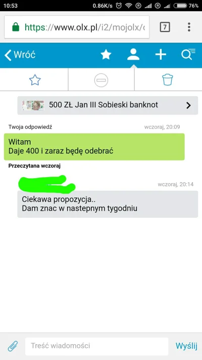 Mirkomil - Mam wrażenie że się nie odezwie :( cisnąć dalej? ;)
#olx #heheszki