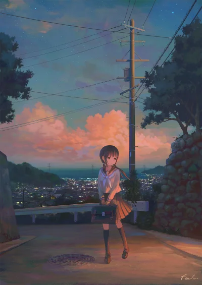 bakayarou - #randomanimeshit #originalcharacter #schoolgirl #scenery #animeart #pixiv...