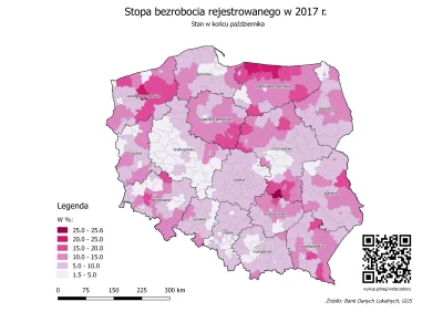 czarnobiaua - Stopa bezrobocia rejestrowanego w 2017 r.

Udział zarejestrowanych be...