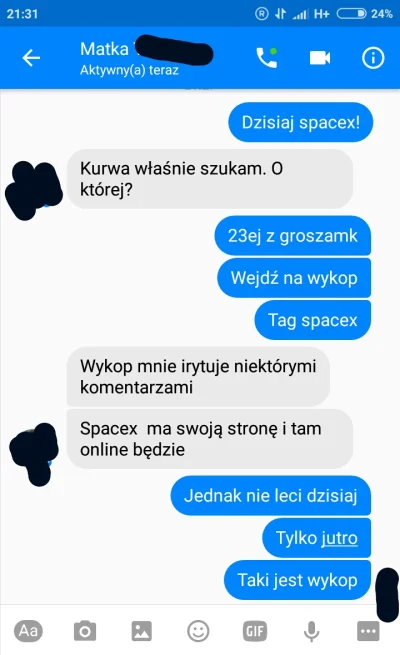 c.....g - Moja mama nie aprobuje wykop przez te wasze głupie komentarze. 
#spacex #p...