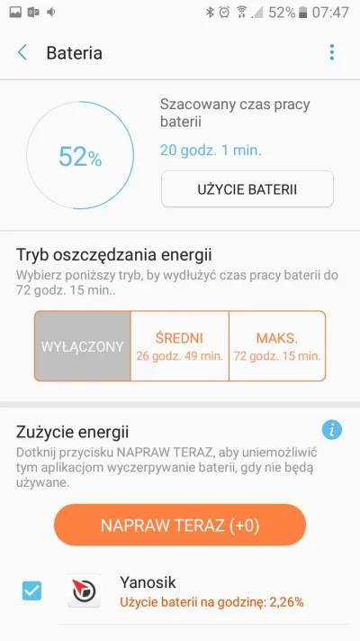 KMar - @Yanosikpl : dodatkowo system raportuje, ze Yanosik mocno drenuje baterię, 2,2...