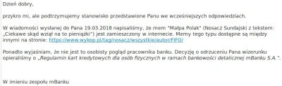 dominik949 - W nawiązaniu do poprzedniego wpisu wrzucam oficjalną odpowiedź mbanku na...