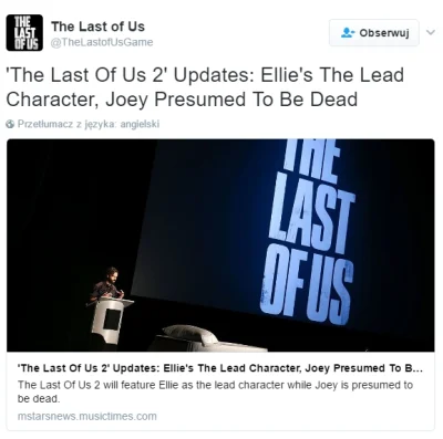 Merolka - 'The Last Of Us 2' Updates: Ellie's The Lead Character, Joey Presumed To Be...