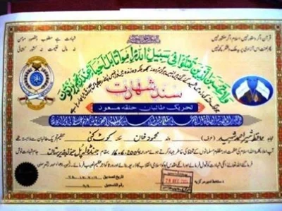 yosemitesam - A Real Taliban certificate for Suicide bombers in Pakistan

#araby #mus...
