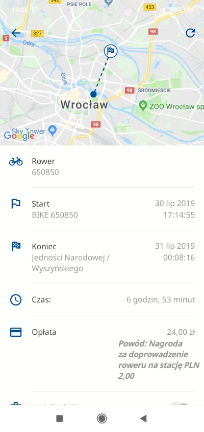 pijmleko - #nextbike #rower #wroclaw 

Wypożyczyłem rowerek bo mi pasowało, oddaje ...