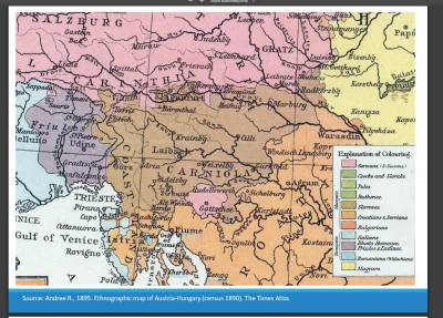 Powstaniec - Mapa struktury etnicznej okolicy Słowenii, z czasów Austro-Węgier według...