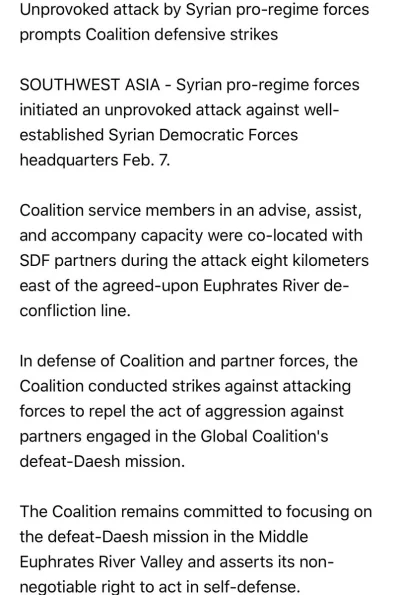 60groszyzawpis - We wczorajszym ataku amerykanów na siły rządowe w Deir ez-Zor miało ...