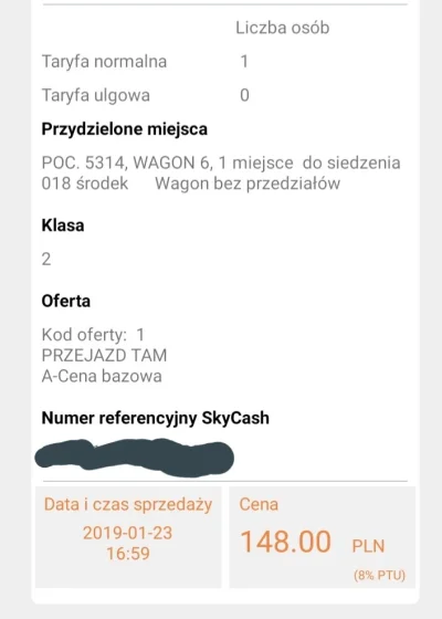 Piotrbuli - Pendolino EIP Tczew - Warszawa, klasa 2, bilet normalny, 295 km rezerwowa...