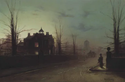 Hoverion - Wilfred Jenkins 1857 - 1936 
A lady on a street corner, early evening, af...