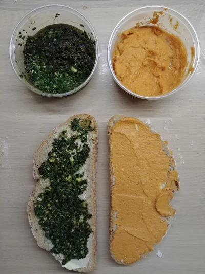 ZygmuntJedyny - Dobra pasta to podstawa dobrej kanapki do pracy. Hummus czy Pesto? #g...