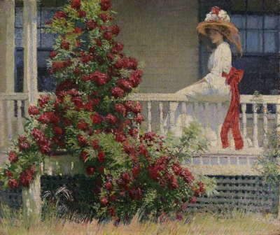 Ponczka - Philip Leslie Hale (1865-1931), Szkarłatna róża pnąca, 1908.
#sztuka #mala...