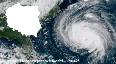 Pannoramix - Polska na tle... USA i huraganu Florence. Bardzo zbliżone rozmiary

#m...