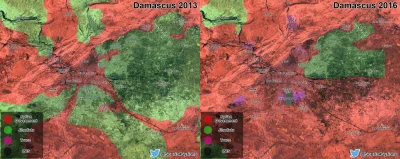 60groszyzawpis - Tak zmieniła się sytuacja w okolicy Damaszku przez ostatnie 3 lata. ...
