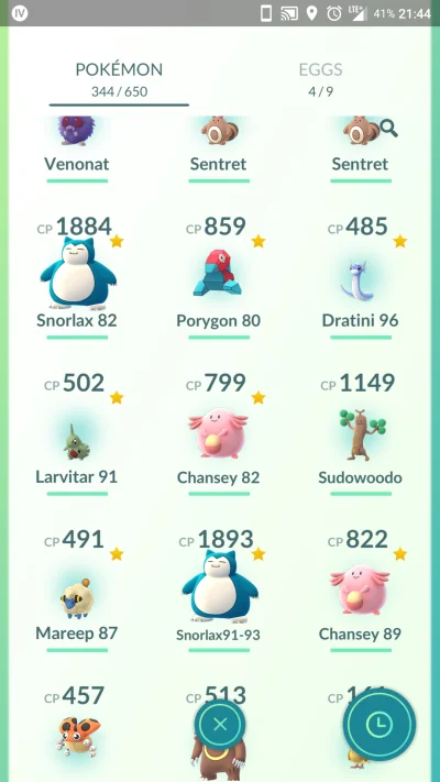 vaultboy - Chansey +21, Snorlax +32, Mareep +16, Chansey +20, Larva +25, Dratini +16,...