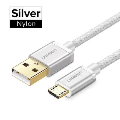 Prostozchin - >> Kabel w nylonie MicroUSB Ugreen 2.4 A srebrny kolor << 1 metr za 6 z...