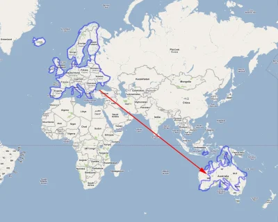 MatthewDuchovny - Porównanie wielkości Europy do Australii. Jak widać - w rzeczywisto...