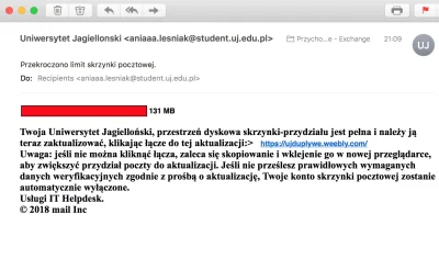 jwitos - #krakow czy ktos z #uj dostał też taką próbę phishingu?