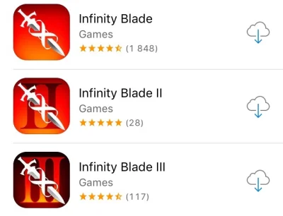 krozabalka - Każda z trzech części gry Infinity Blade na #ios za darmo, przeceniona z...