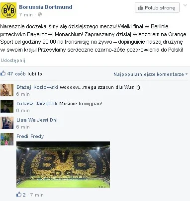 tomeczek-kalka - Ładny gest z ich strony! Oficjalny FP Borussii Dortmund! :) #pilkano...