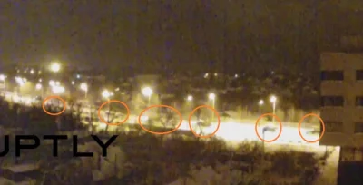 K.....y - Kolumna Rosyjskich GRADów w okolicach lotniska widzianych z kamery. Donieck...