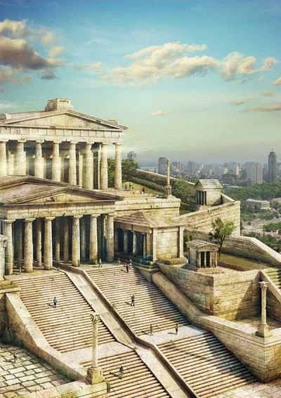 r.....v - Artystyczna wizja tego, jak mógłby wyglądać Partenon, gdyby pozostał niezni...