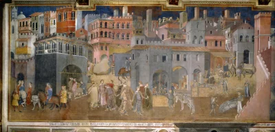 myrmekochoria - Ambrogio Lorenzetti, Skutki dobrego rządu, fresk z ratusza w Sienie, ...
