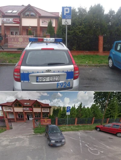 Soczi - Przerwa w pracy na sajgonki i radiowóz zaparkowany na miejscu dla inwalidów.