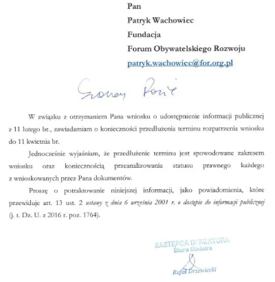 FundacjaFOR - Kancelaria Sejmu przedłużyła nam termin na udostępnienie podpisów pod z...