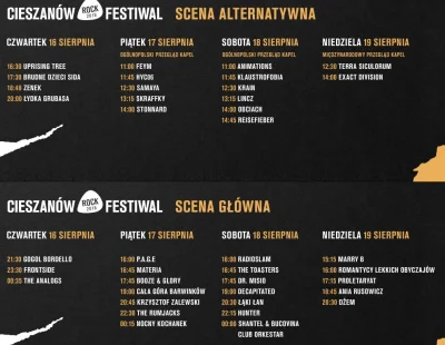 josedra52 - Rozpiska godzinowa #cieszanowrockfestiwal 
#czadfestiwal #koncert