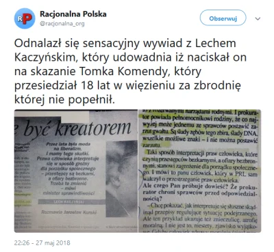 PabloFBK - Lech Kaczyński naciskał na postawienie oskarżeń Tomaszowi Komendzie
 Ówcze...