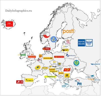 bitcoholic - Loga poczty w Europie
#ciekawostki #mapporn #mapy