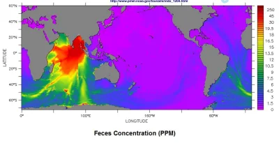 g.....a - Mapa pokazująca stopień zanieczyszczenia wód morskich fekaliami
#geografia...