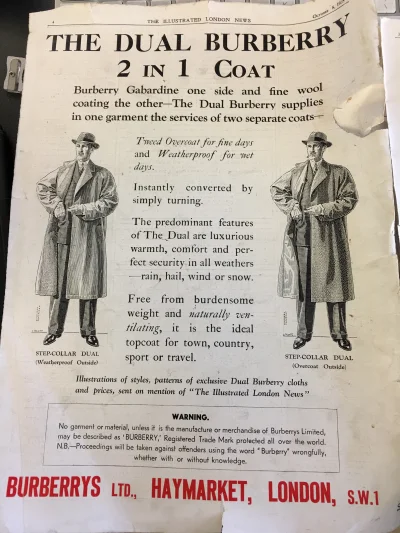 piwniczak - Reklama Burberry z gazety z 1938 roku.

#modameska #starereklamy #starega...