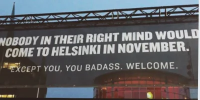 Jazzbabaryba - Banner witający ludzi przylatujących do Helsinek :D