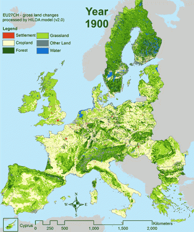 zwirz - Powierzchnia lasów europejskich od 1900 roku.
#europa #lasy #mapa #ciekawost...