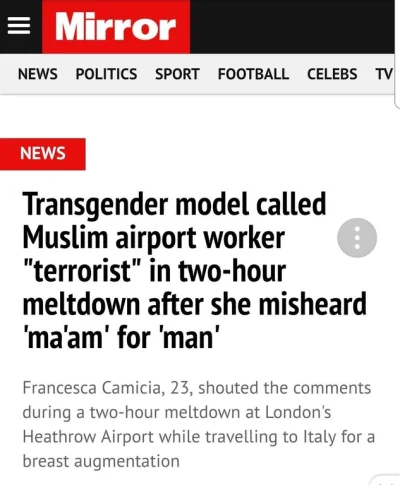 k.....3 - Modelka trans, nazywa muzułmana terrorystą, po tym jak usłszała, że ten naz...