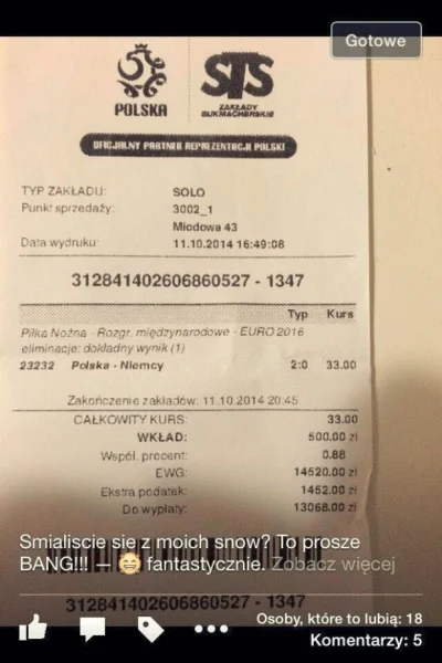 maakumba - Tu dowód, że ktoś postawił 500zł i wygrał ponad 13 tys. Bo ten artykuł brz...