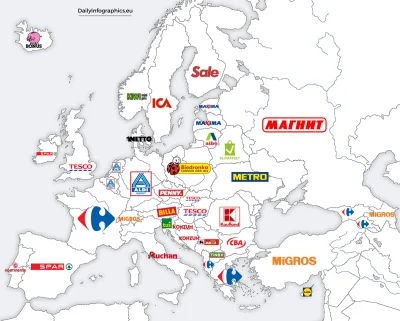 K.....r - Mapa przedstawiająca najwiekszą sieć supermarketów w danym kraju na terenie...