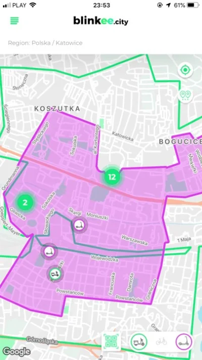 Lapidarny - #katowice #hulajnogielektryczne Powiększyli strefę