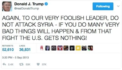 Gloszsali - Trump jakiś czas temu
#syria