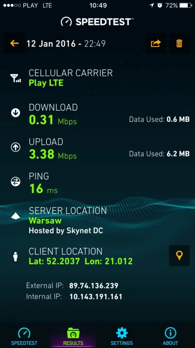 gkmagic - Całkiem niezła szybkość LTE w #play ;)