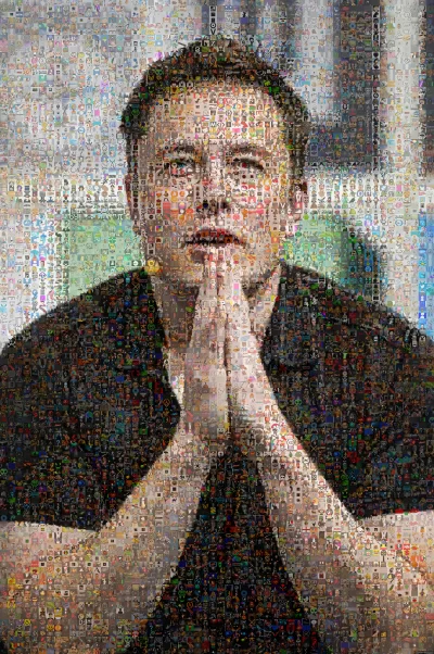 K..... - Mozaika przedstawiająca Elona Muska!
Zrobiona ze 3195 avatarów osób, które ...