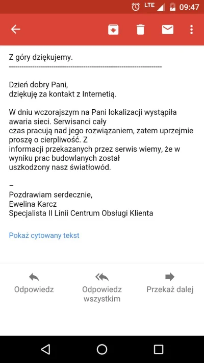 bardwo - @mikasz 
@PawlikusOKS 
@silwek 
Wczoraj napisałem maila, przed chwilą dostał...