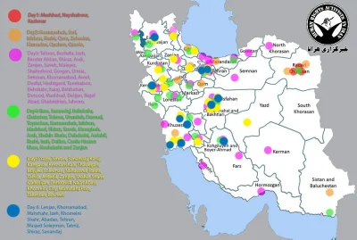 Zuben - Podsumowanie kolejna dnia protestów Iranie, liczba miast w jakich miały miejs...