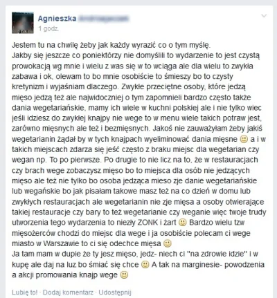 el_maryachi - Komentarz na fejsbukowej grupie "Żądamy posiłków mięsnych w restauracja...