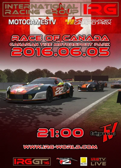 IRG-WORLD - W tą niedzielę ścigamy się w Kanadzie na Canadian Tire Motorsport Park

...