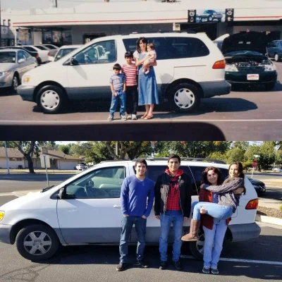 PiotrekPan - Osiemnaście lat razem. Rodzinna fotka w dniu zakupu auta i ta sama famil...