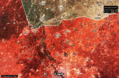 Zuben - Północna Hama tym razem mapka aktualna.

#syria #bitwaohame #mapymilitarne