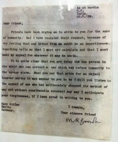 HaHard - List autorstwa Gandhiego adresowany i przesłany do Hitlera . Tuż przed wybuc...