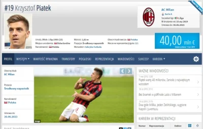 mat9 - Wreszcie realna wartość Piątka na #transfermarkt 
#piatek #acmilan #seriea #m...